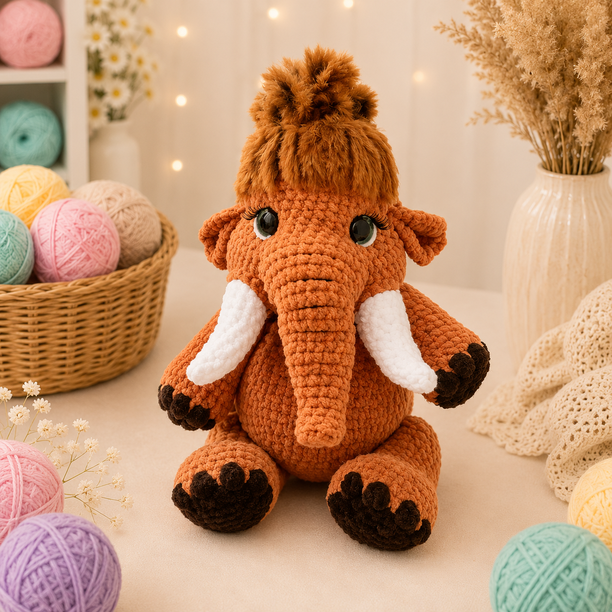 Mommy for the Baby Mammoth "Peach" Crochet Pattern PDF