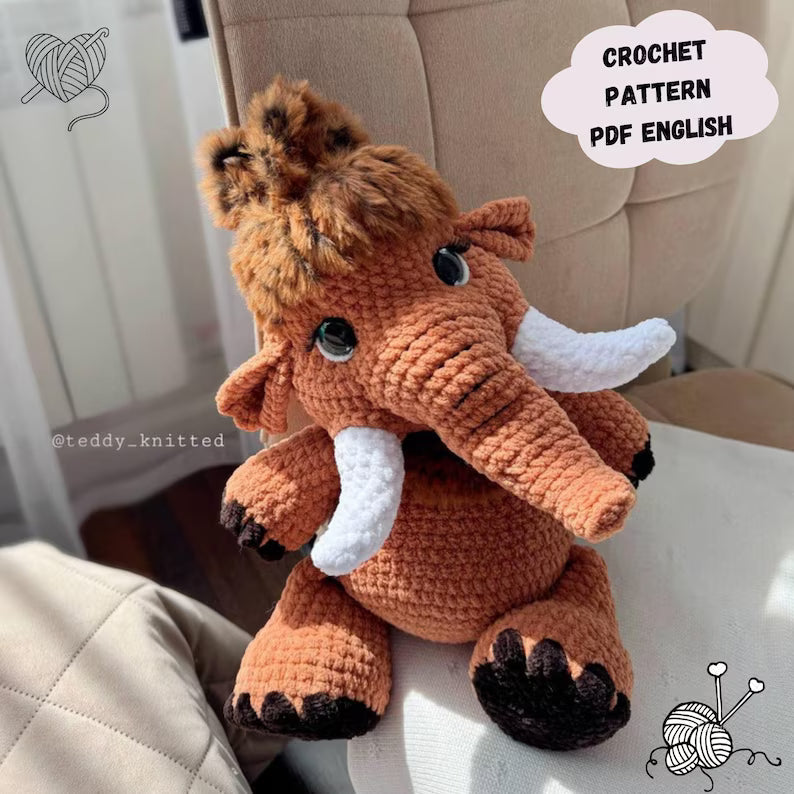 Mommy for the Baby Mammoth "Peach" Crochet Pattern PDF